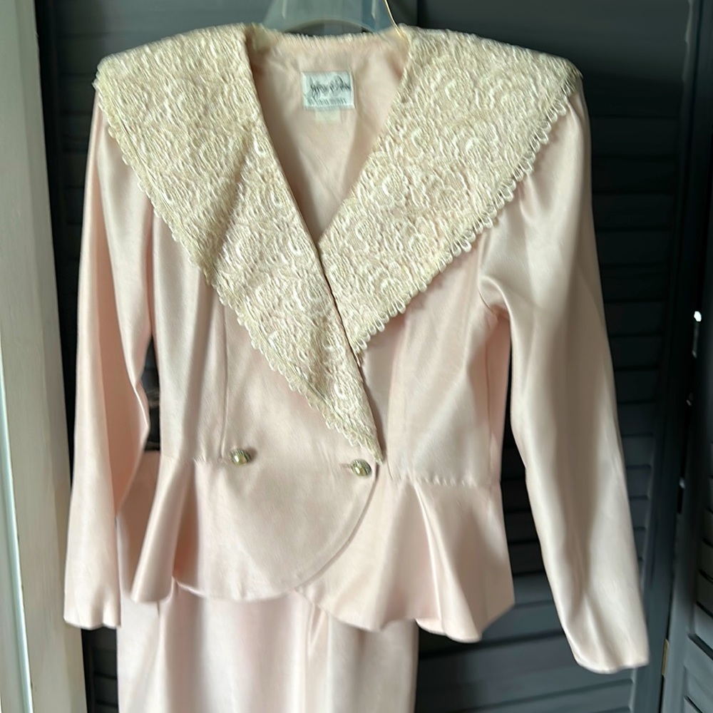 Jeffrey &Dara pink silk shantung suit